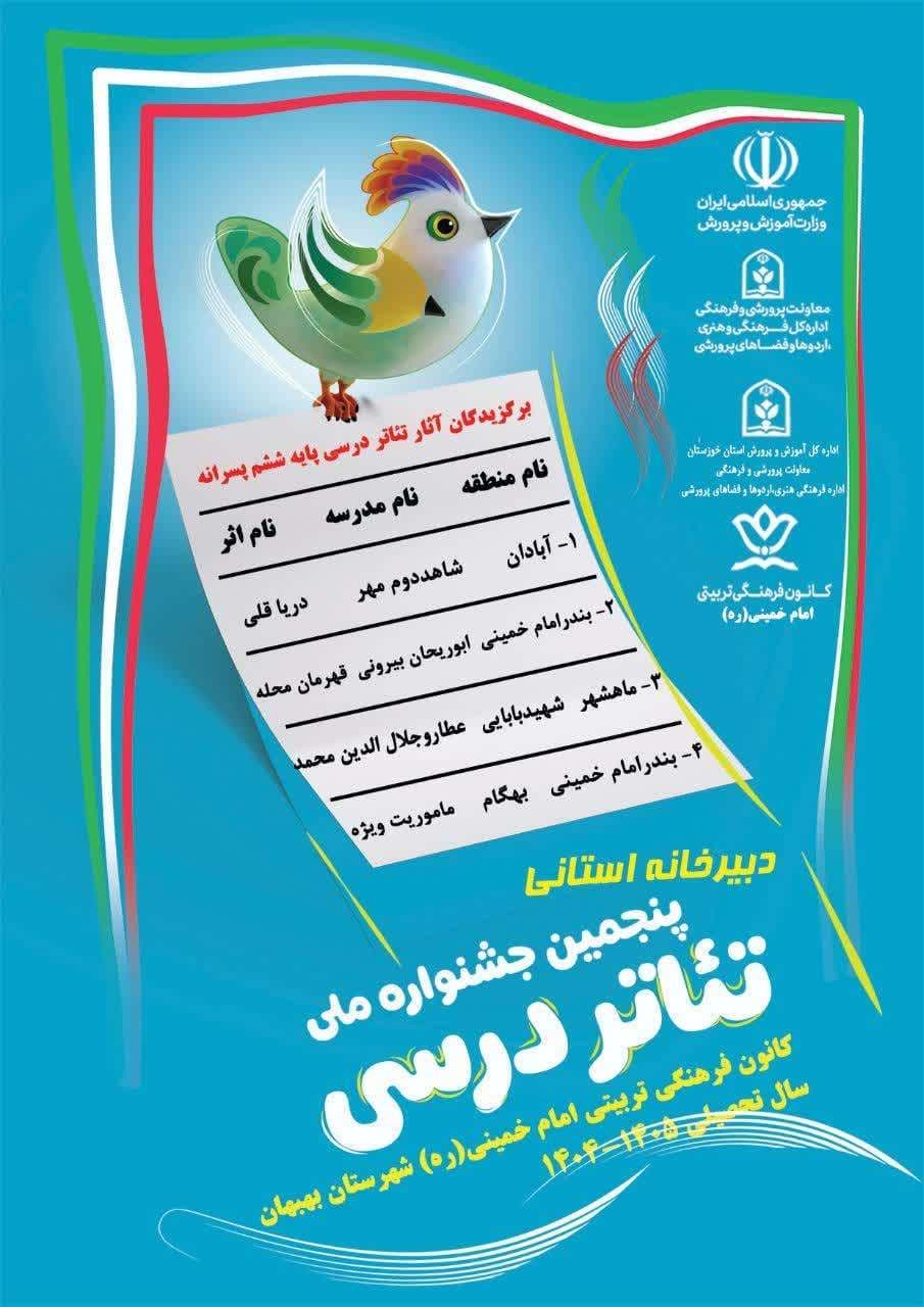 کسب رتبه برتر استانی در تئاتر درسی